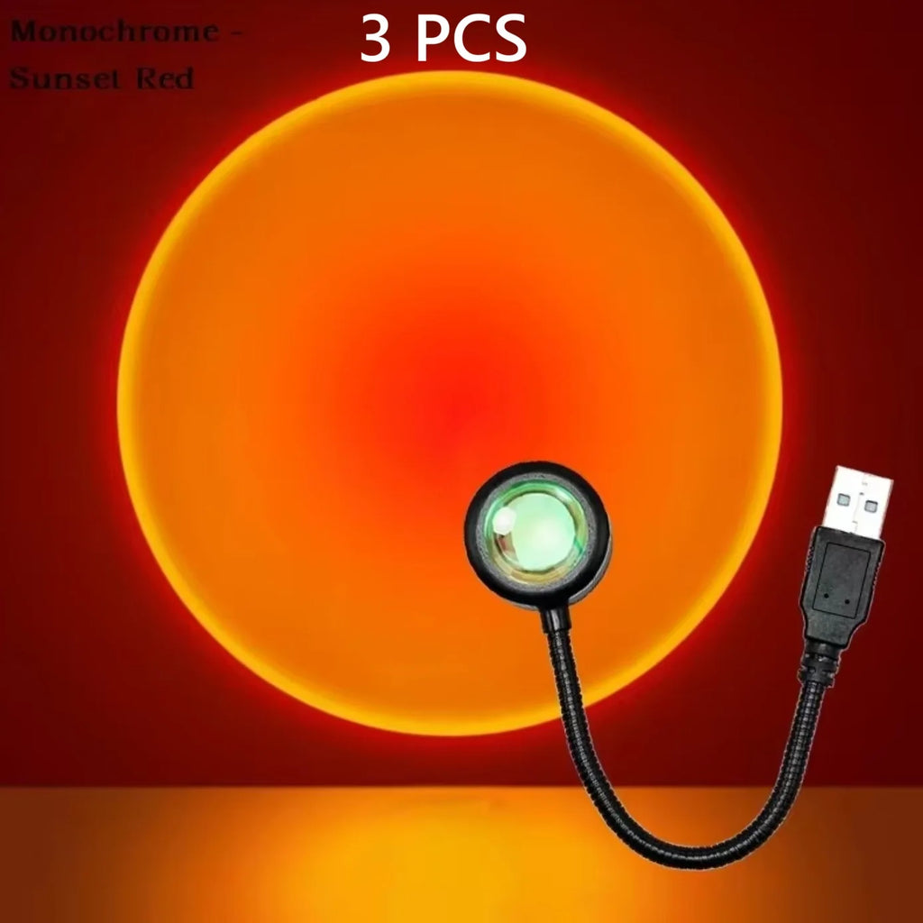 LED Sunset Lamp Nightlights USB Projector Birthday Party Decoration Mood Lights For Bedroom Living Room Wall Photography