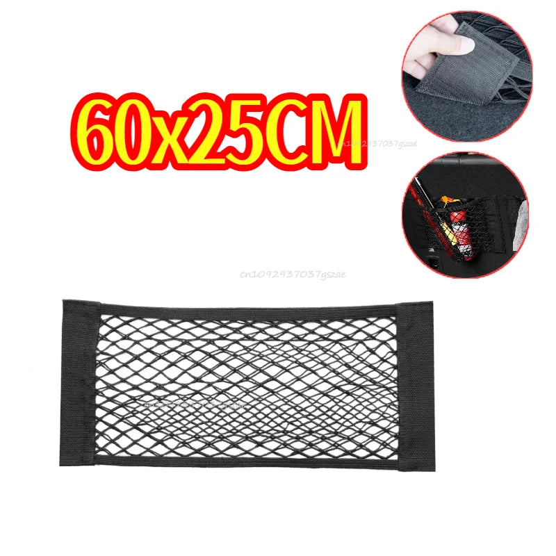 Filet de rangement pour voiture, filet de poche en maille extensible, autocollant élastique magique, sac de siège de coffre arrière universel, Cage de poche, organisateur automobile