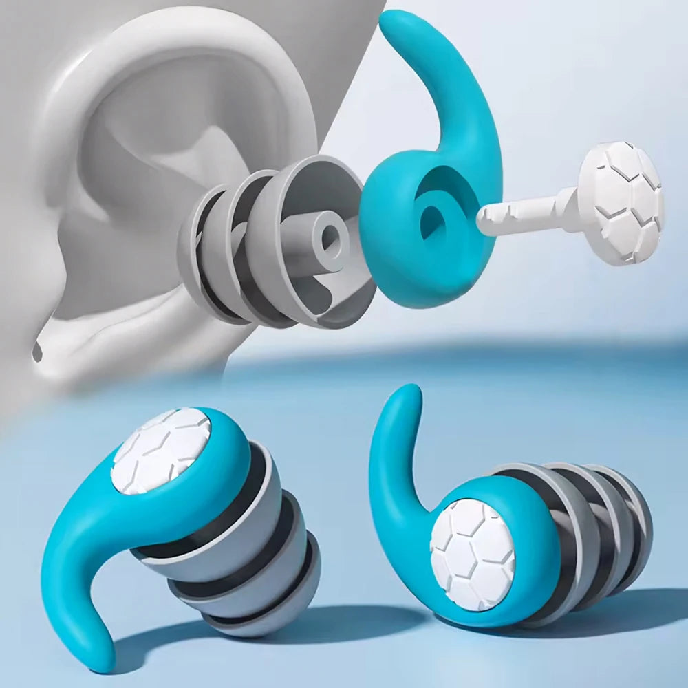 Une paire de bouchons d'oreille en silicone souple avec réduction de bruit, étanches, confortables à porter, adaptés pour dormir et nager