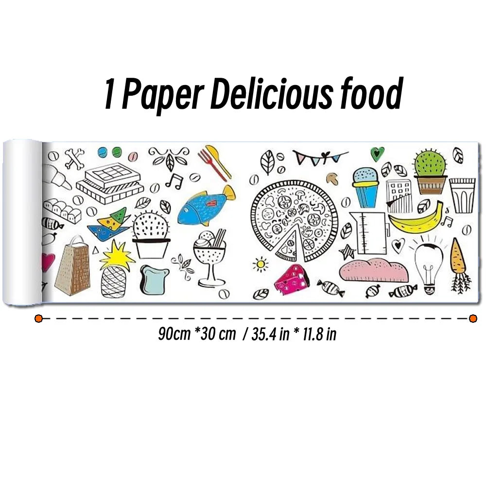 Rouleau de papier à colorier pour enfants, motif animaux, 90 cm, à découper et colorier soi-même. Idéal pour les activités manuelles et éducatives comme le graffiti ou le scrapbooking