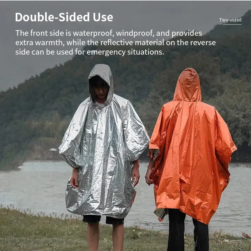 Poncho imperméable d'urgence, couverture imperméable, équipement de Camping de survie, isolation contre le froid, vêtements de pluie, équipement de Camping