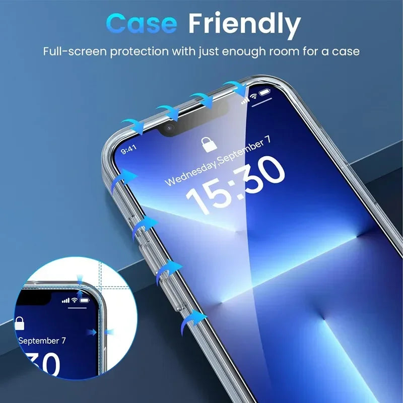 Protecteur d'écran, 5 pièces, en verre trempé pour iPhone 15 13 11 12 14 Pro Max Mini 16 17 8 Plus X XR XS MAX