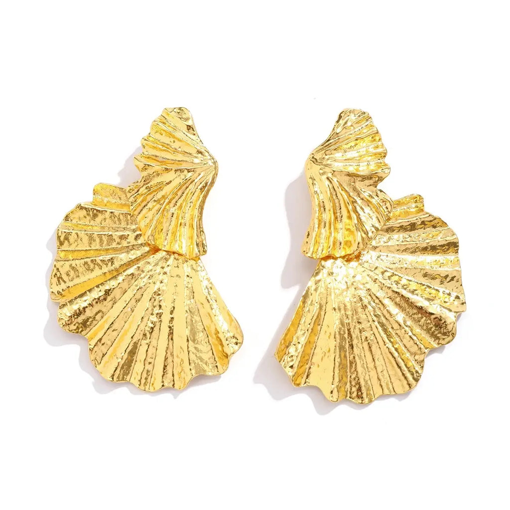 Boucles d'oreilles classiques à pendentif en forme de feuille de Ginkgo pour femmes, accessoires de bijouterie de fête de Banquet, irréguliers et exagérés