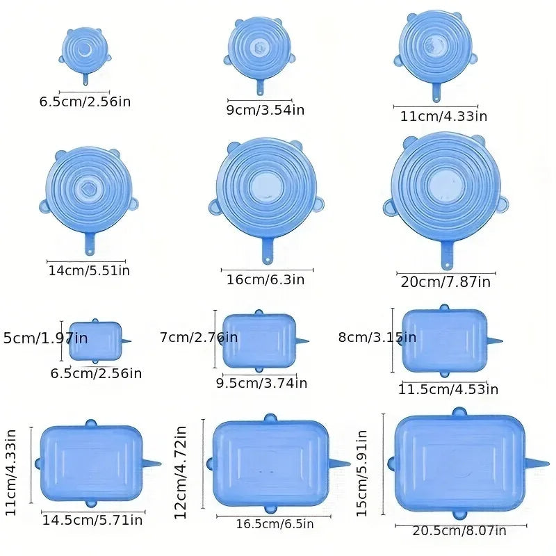 Lot de 6 couvercles extensibles en silicone, réutilisables et résistants, pour la conservation des aliments dans les bols