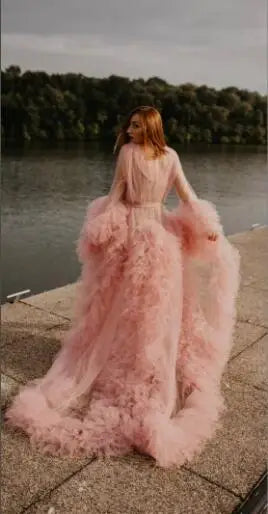 Robes de maternité, peignoirs longs en tulle pour femmes, robes de chambre pour séances photo, anniversaires, robes de mariée sexy et moelleuses, vêtements de nuit pour fêtes, robes sur mesure 2021