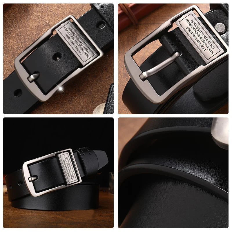 Ceinture en cuir de vache pour hommes, nouvelle mode, boucle ardillon en alliage métallique, marque de luxe pour adultes, Jeans Business décontracté, sangle de taille masculine