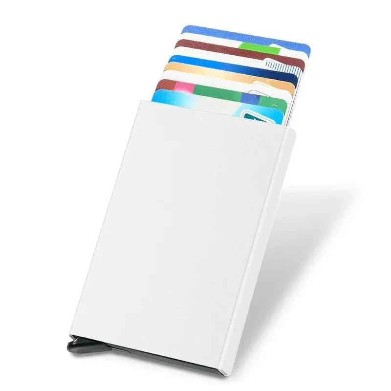 Hommes ID crédit porte carte bancaire portefeuille Anti Rfid intelligent Anti Rfid blocage protégé magique Pop Up mince petit argent portefeuilles étui