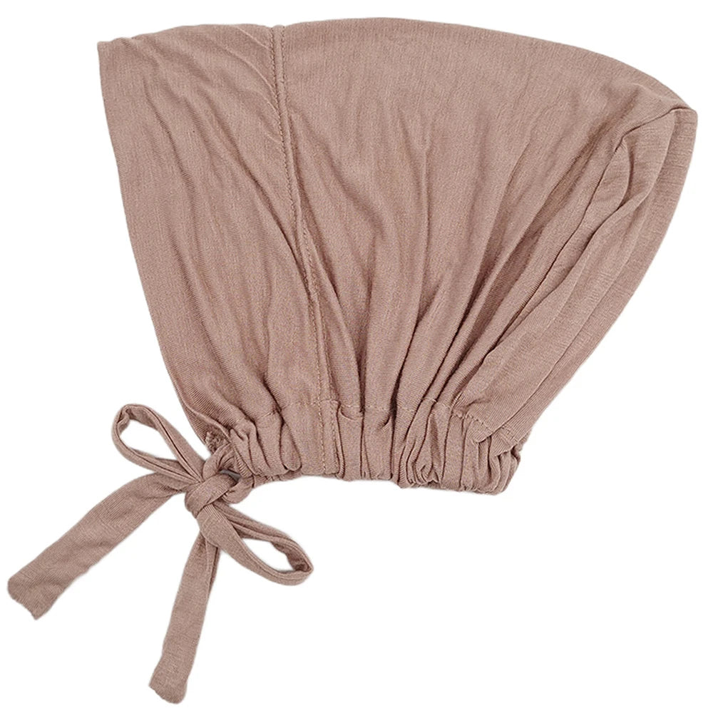 Turban musulman Modal, chapeau intérieur Hijab, sous-écharpe islamique, Bonnet indien, couvre-chef féminin, Turban Mujer Hijab avec corde