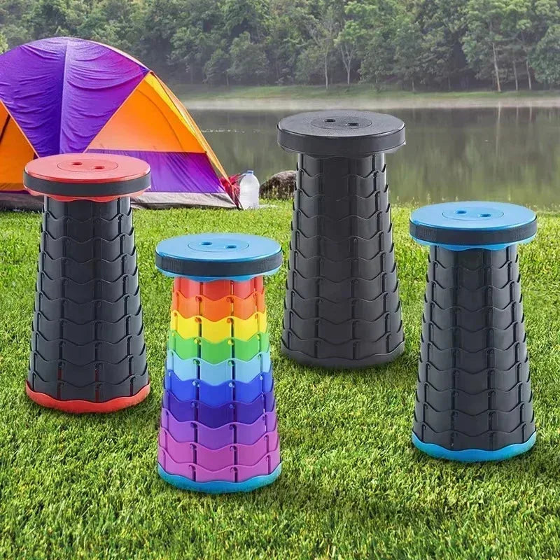 Chaise télescopique pliante portable en plastique, tabouret léger et réglable pour la pêche, la plage et le camping, siège pliable compact pour l'extérieur