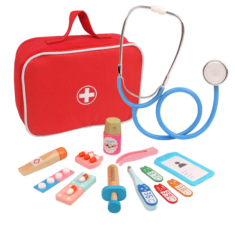 Jeu de rôle en bois de docteur pour enfants : simulation de dentiste, brossage de dents et médicaments