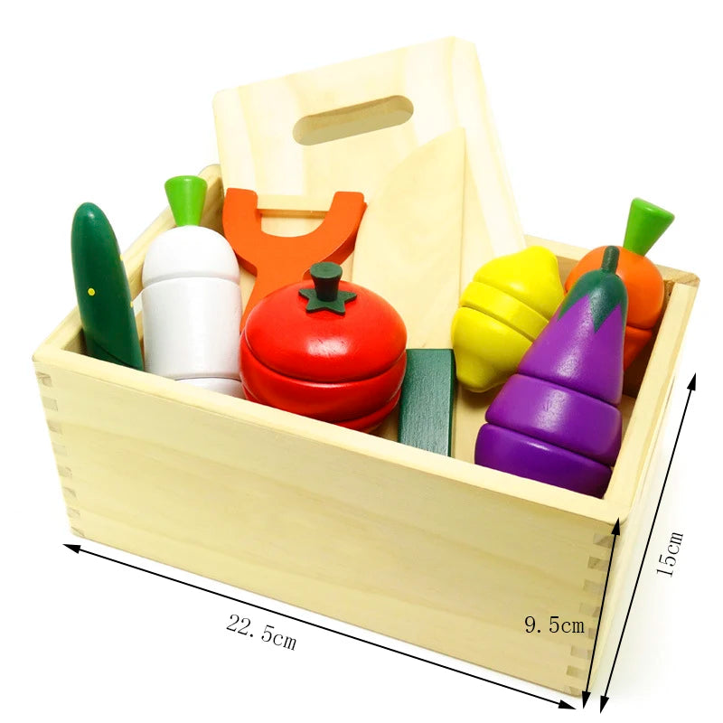 Cuisine de simulation en bois, jeu classique Montessori, jouet éducatif pour enfants, cadeau pour enfants, ensemble de découpe de fruits et légumes