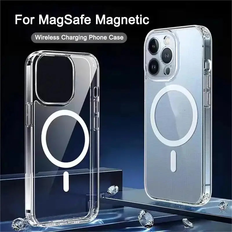 Nouvelle coque antichoc pour iPhone 15, 14, 13, 12, 11 Pro Max, en polycarbonate, résistante au jaunissement, avec chargement magnétique, antidérapante et ultra-fine