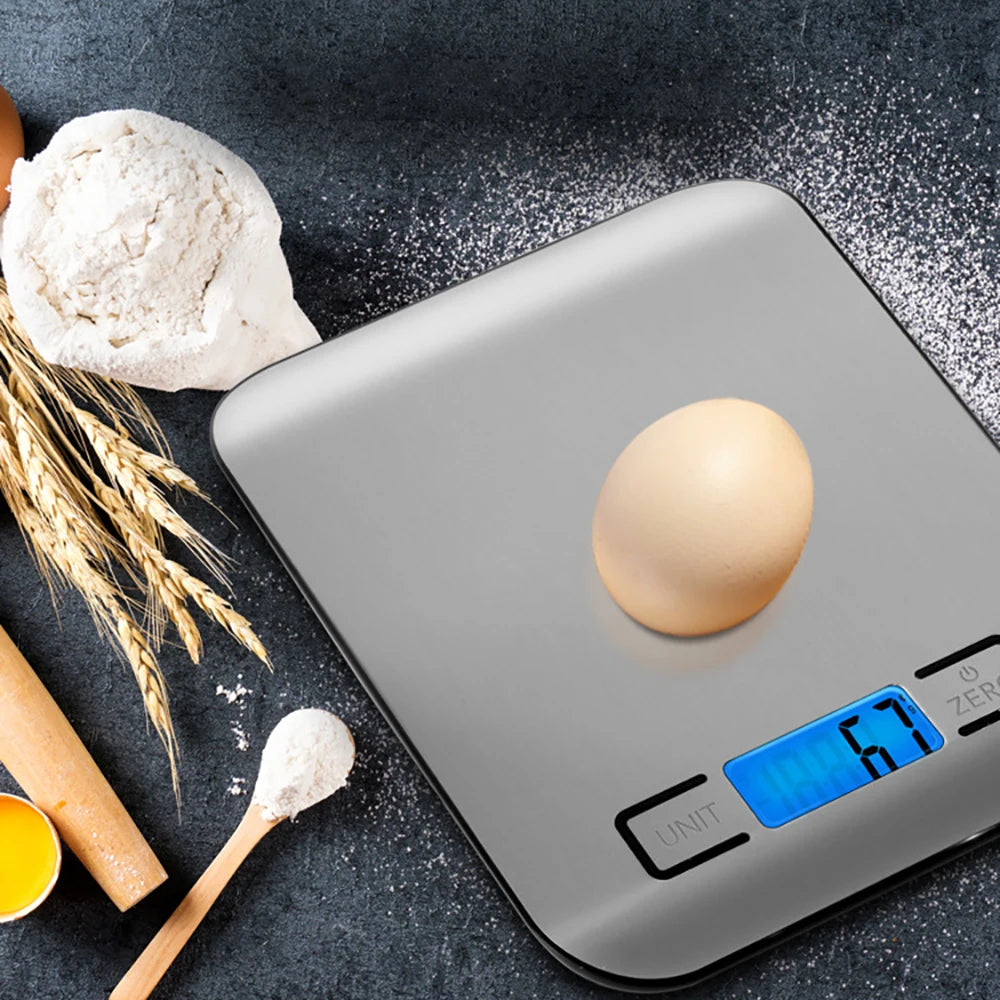 Balance de cuisine avec écran LCD, électronique en acier inoxydable, pour la maison, bijoux, collations, outils de cuisson