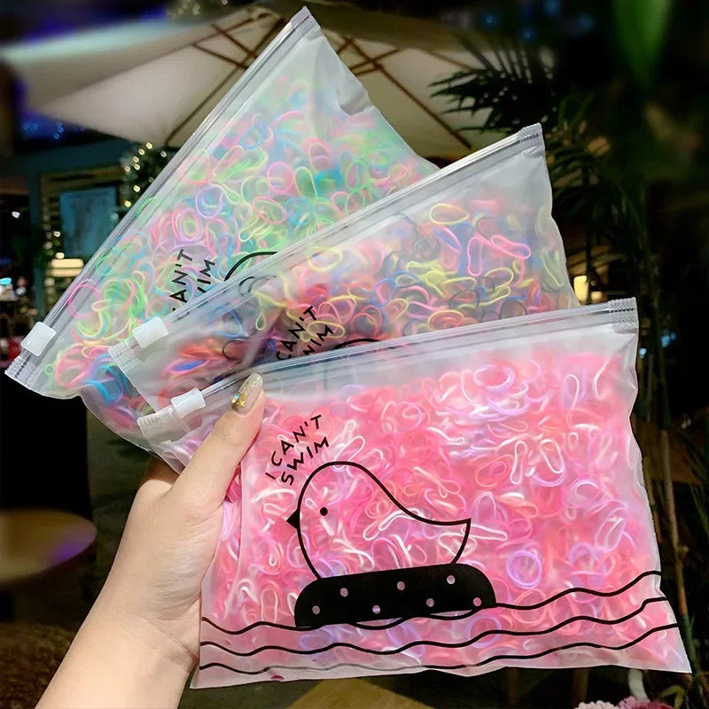 500 pièces/ensemble filles coloré élastique jetable doux élastique cheveux cravate bandeau enfants élastique pour queue de cheval bandes enfants accessoires