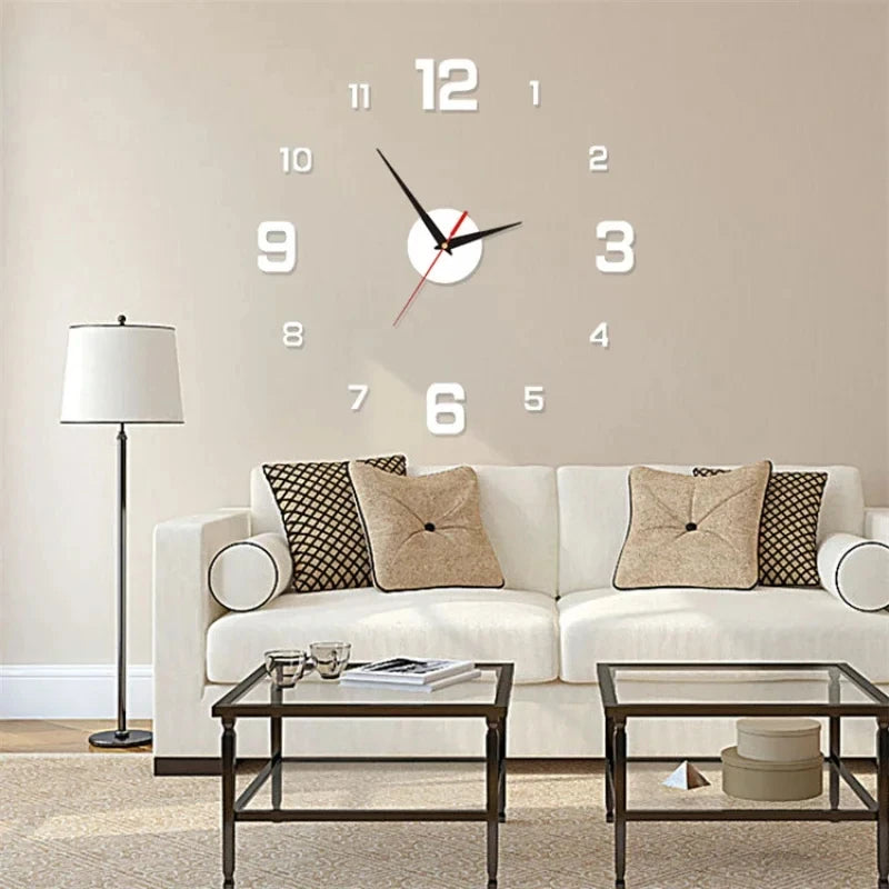 Frameless Modern 3D Wall Clock Mirror Sticker Clock for Home Office Hotel Restaurant School Decoration