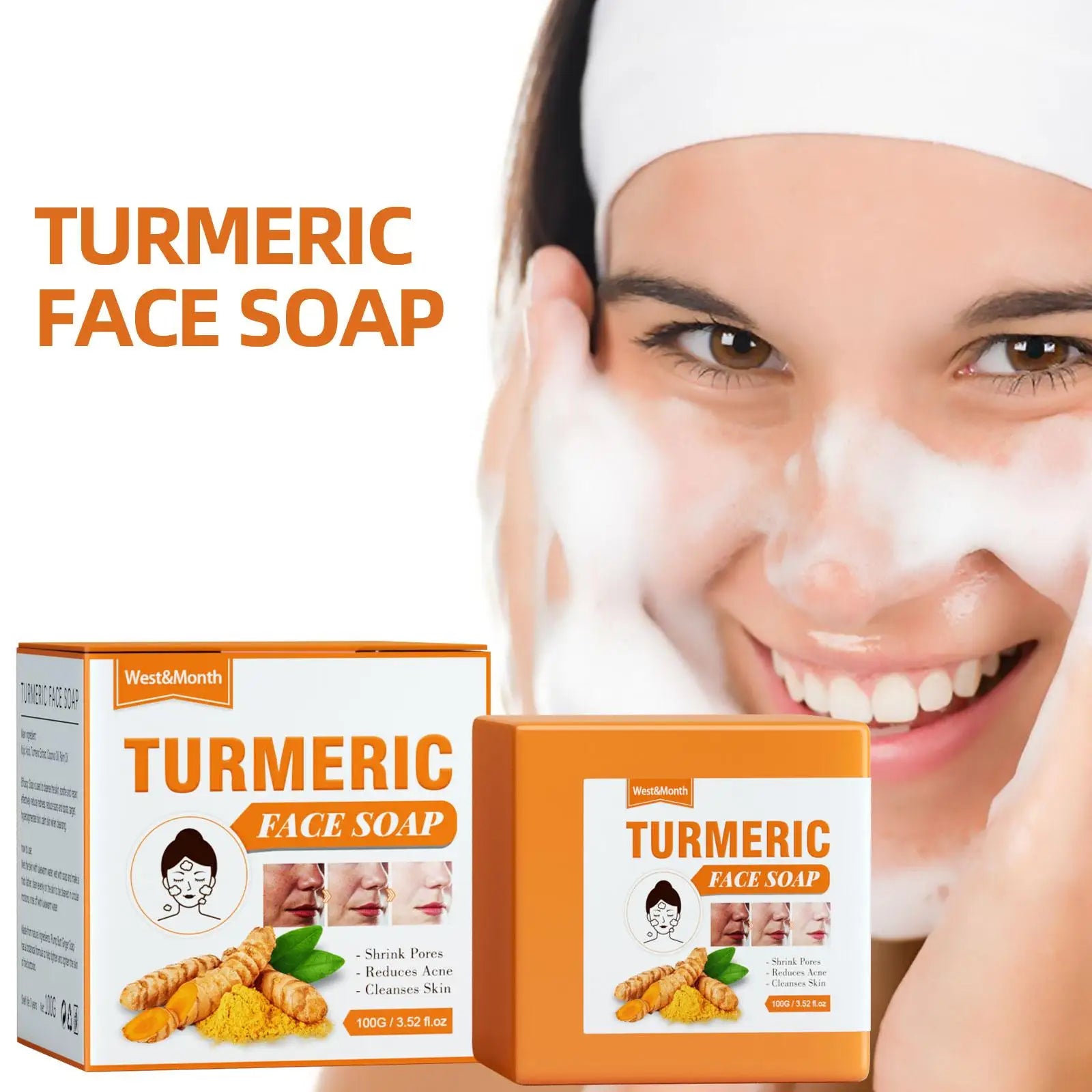 Sérum éclaircissant visage au curcuma, Sérum antioxydant au curcuma, Sérum correcteur de taches brunes au curcuma, Savon éclaircissant visage à l'huile de curcuma
