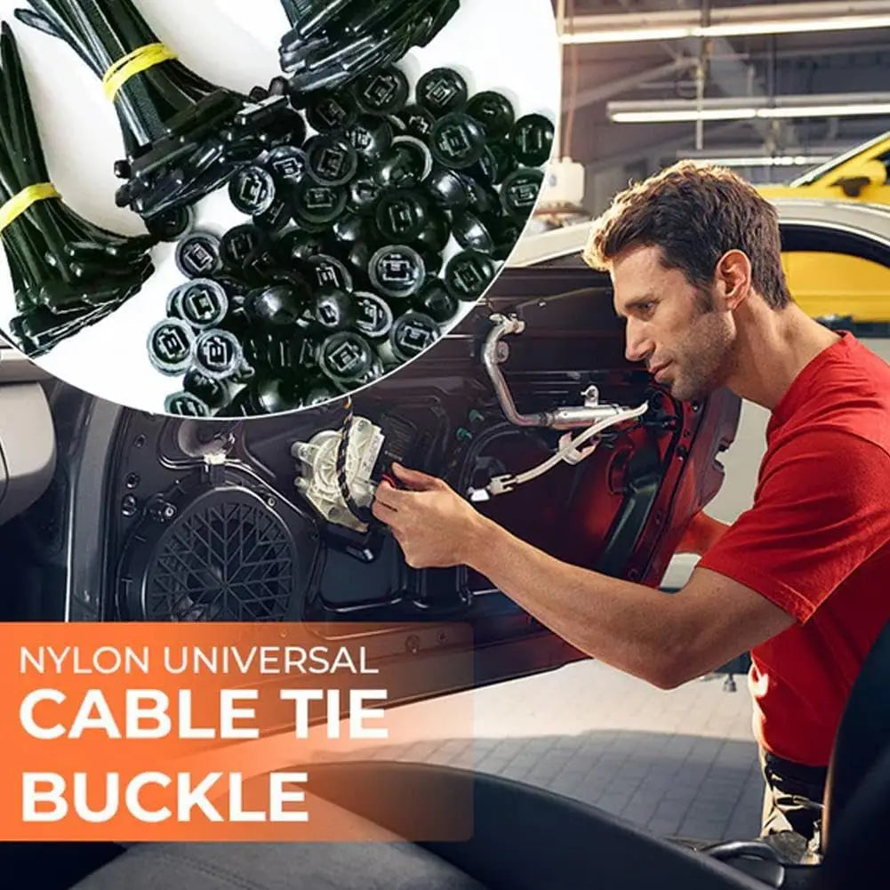 Boucle d'attache de câble universelle en Nylon, support d'attaches à fermeture éclair robuste avec conception de broches et de boutons, attaches de câble en plastique, attaches d'outils pour carrosserie de voiture