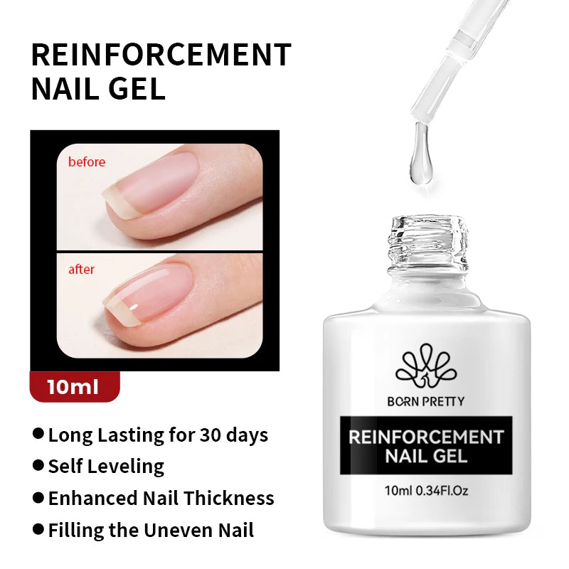 BORN PRETTY 10ml Base Gel couche de finition Gel de caoutchouc Gel de renfort pour ongles outils tremper UV LED vernis à ongles fonction Gel