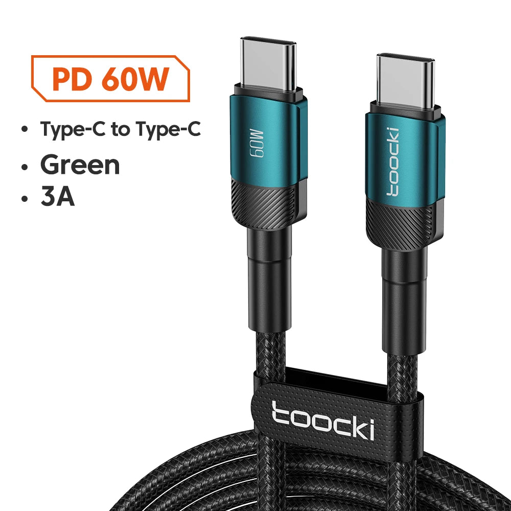 Toocki 100W Type C vers USB C câble PD 3.0 Charge rapide 4.0 Charge rapide Type C vers Type C pour iPhone 15 Macbook Samsung Xiaomi