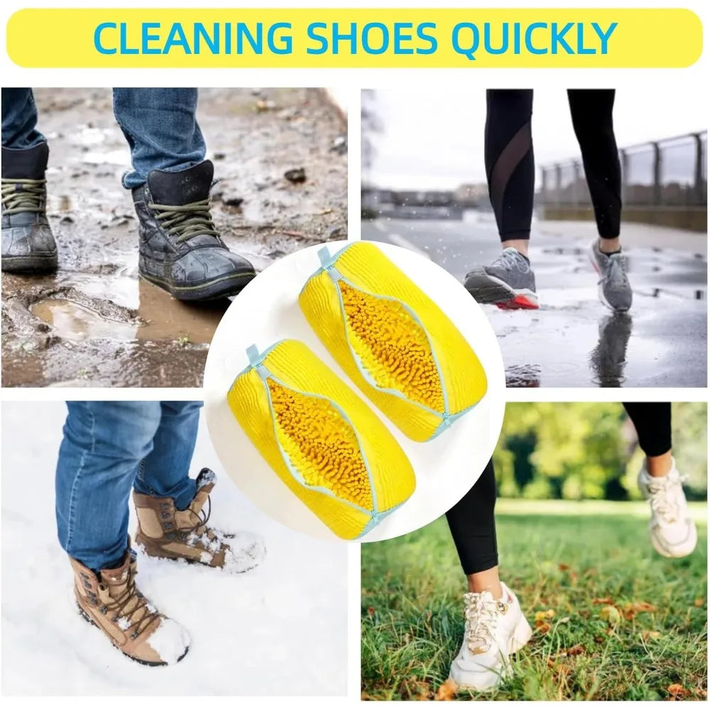 Sac de machine à laver les chaussures durable pour tous les types de chaussures-jaune avec fermeture éclair bleue, idéal pour les baskets et les chaussures décontractées, sac de lavage du linge