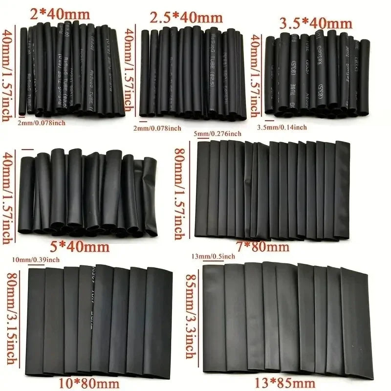 Kit d'assortiment de gaines thermorétractables, 127 pièces, connexion électrique, câble enroulé de fil électrique, rétrécissement étanche 2:1
