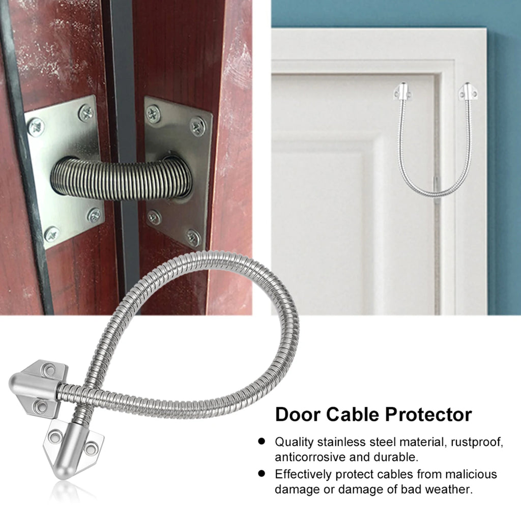 Protection de câble de contrôle d'accès Defender en acier inoxydable avec boucle de porte apparente et gaine pour une installation sécurisée