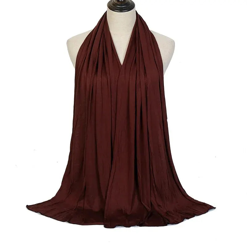Écharpe Hijab en Jersey de coton Modal, châle musulman Long, Turban doux uni, bandeau pour femmes, bandeau africain 170x60cm