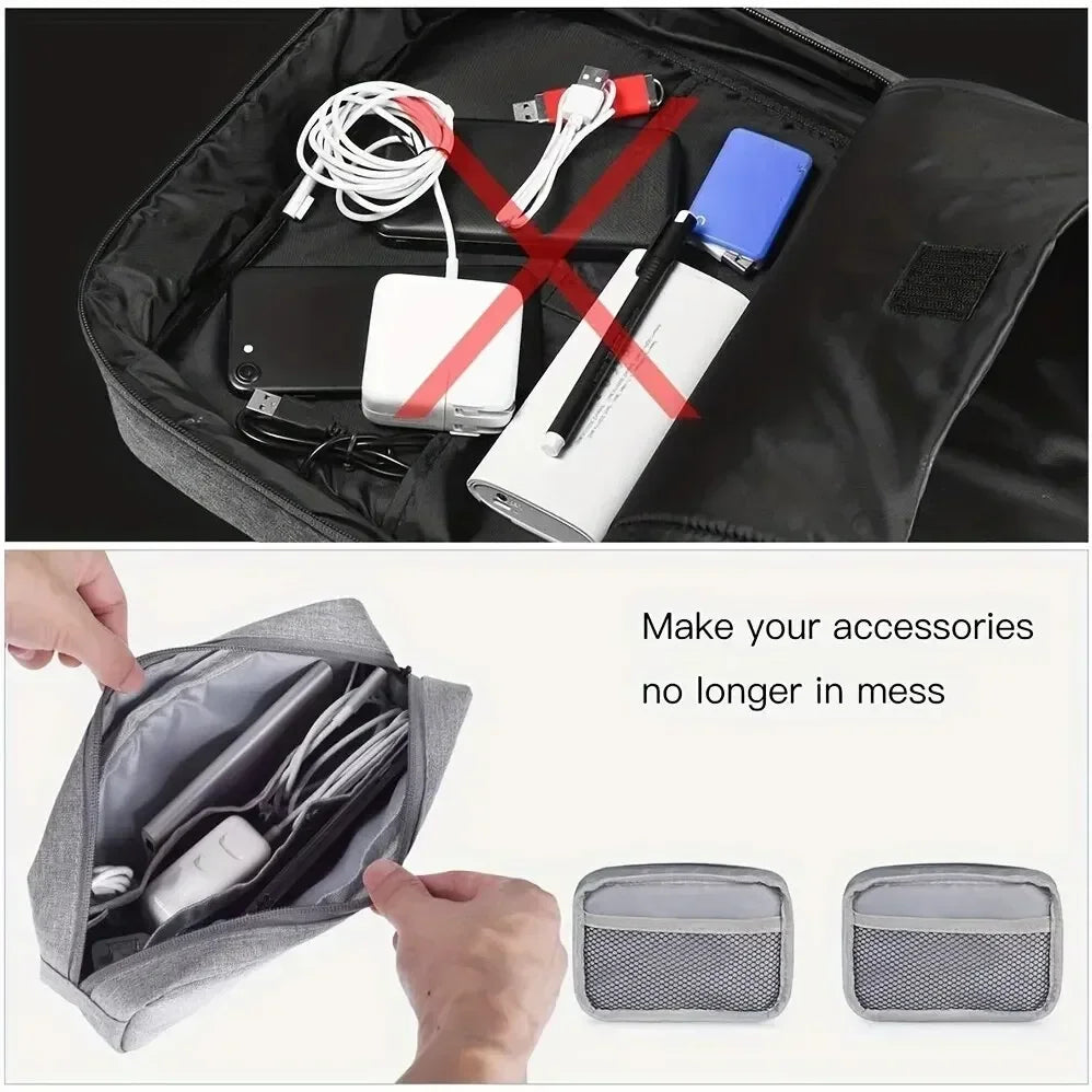 Sacoche de rangement pour câbles et cordons, sac de voyage pour petits appareils électroniques, sac de rangement pour cartes SD et batteries externes