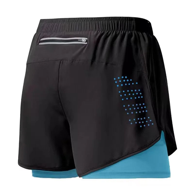 Short de course pour hommes séchage rapide Fitness noir Double couche Shorts hommes nouveau Sport entraînement musculation pantalon court