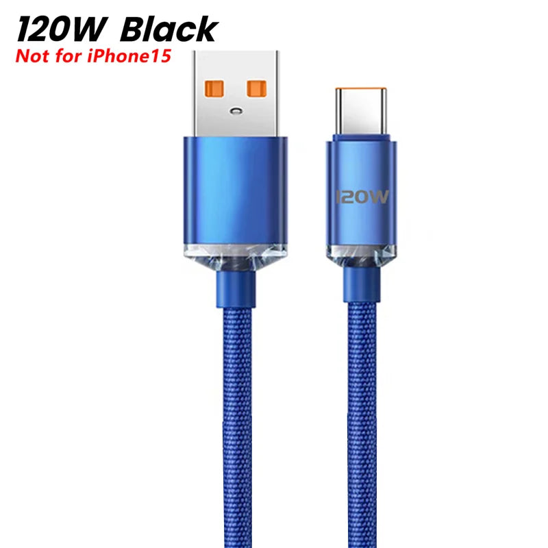 Câble USB C NNBILI 120W Super PD chargeur rapide câble C à C pour iPhone 15 16 Samsung Xiaomi Huawei cordon de données de charge rapide