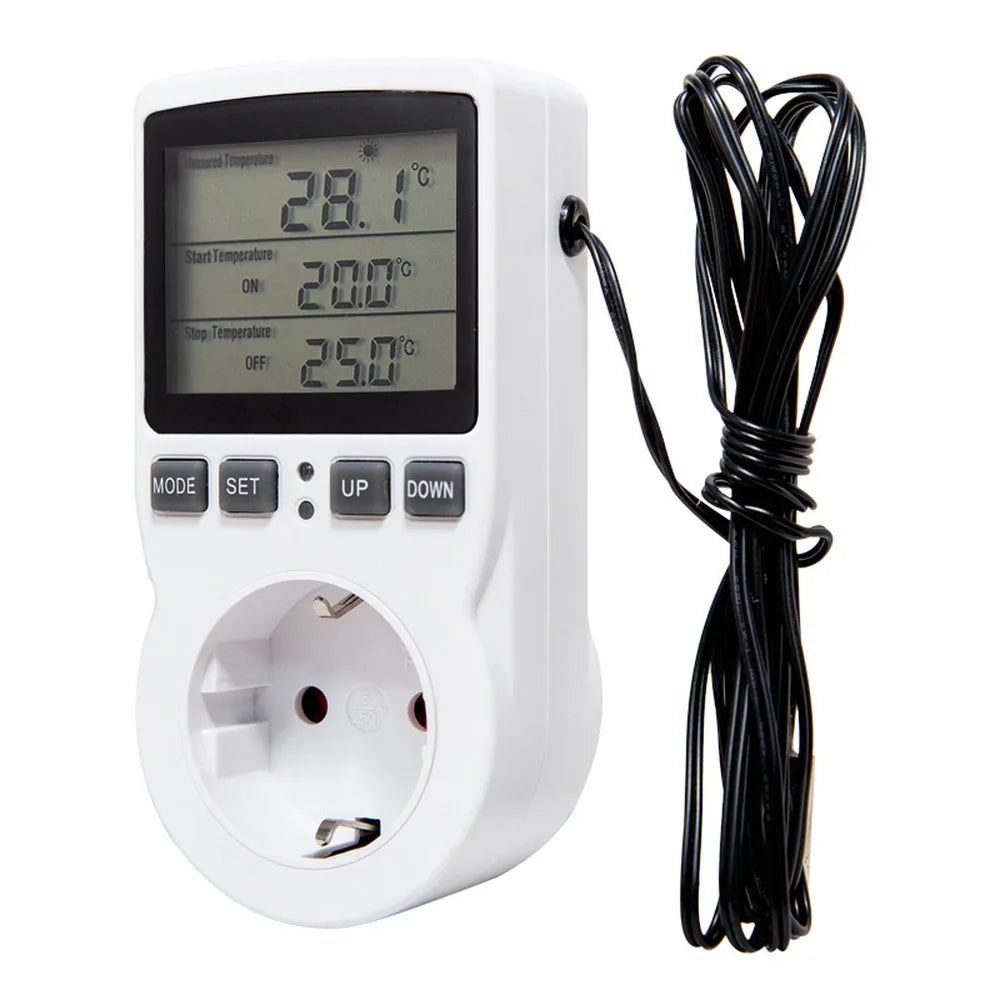 EU Plug Digital Temperature Controller Timer Socket Thermostat With Timer Switch Cooling Heating Temperature Sensor
