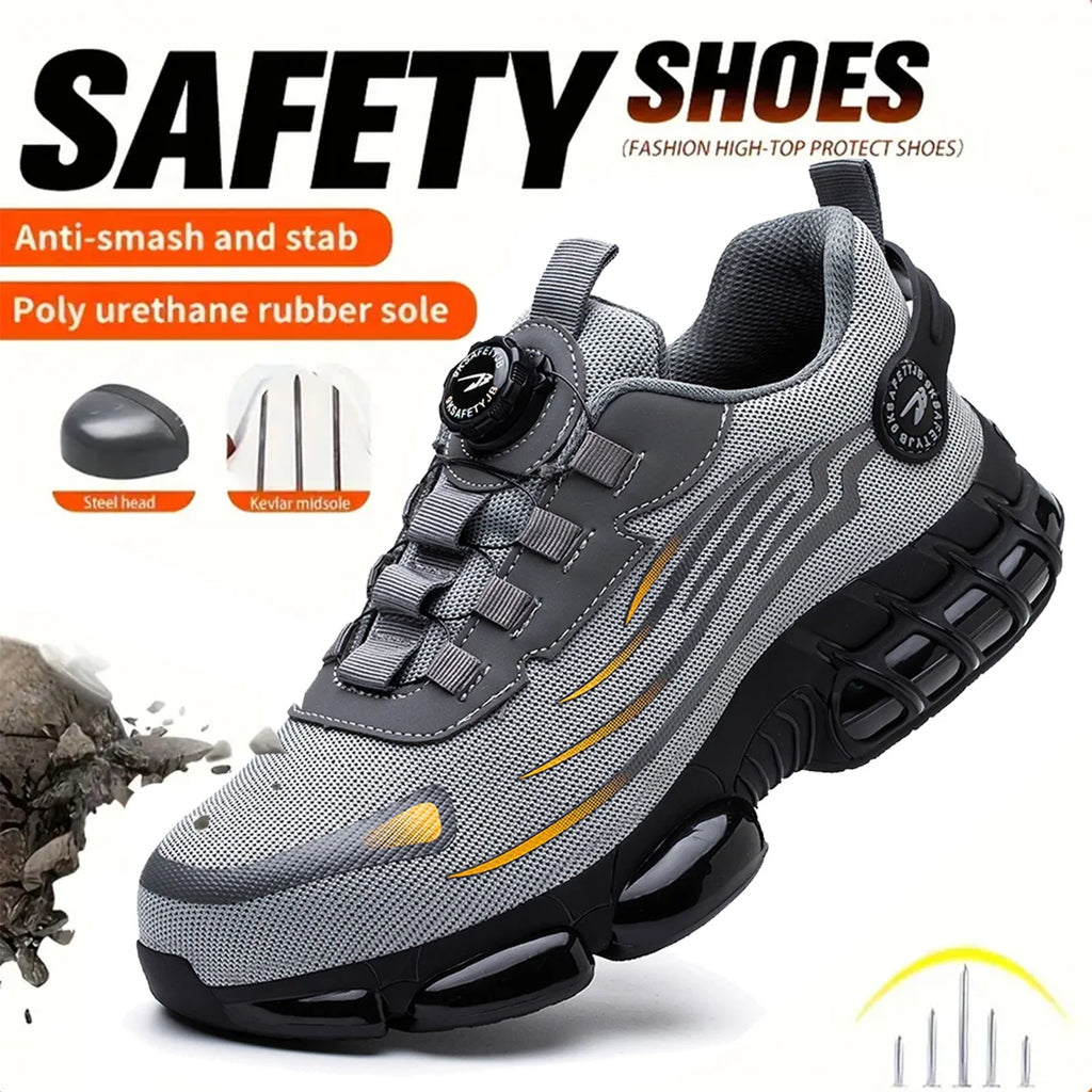 Chaussures de travail respirantes, sans lacets, à semelle souple, confortables, anti-écrasement et anti-perforation