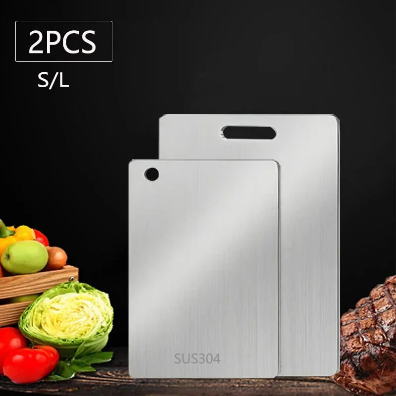 Planche à découper WXCOO 1PCS en acier inoxydable, planche épaisse de cuisine antiadhésive double face pour fruits et viande