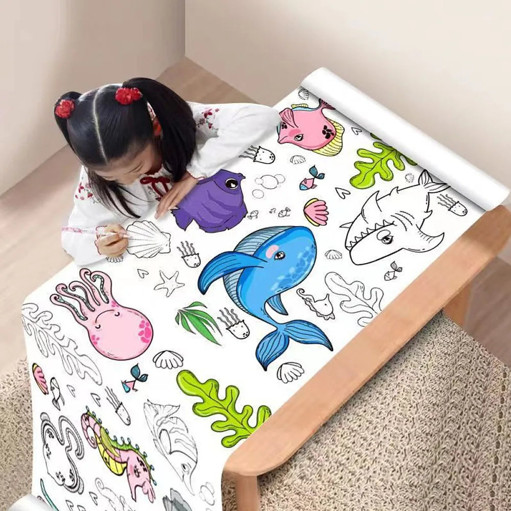 Rouleau de papier à colorier pour enfants, motif animaux, 90 cm, à découper et colorier soi-même. Idéal pour les activités manuelles et éducatives comme le graffiti ou le scrapbooking