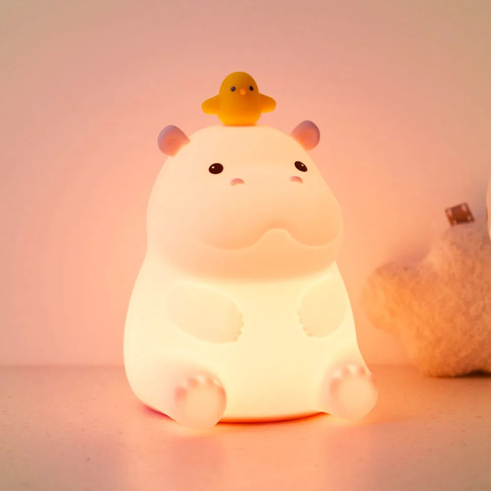 Lampe de nuit mignonne en silicone souple, renard et lapin, veilleuse de chambre d'enfant à intensité variable, rechargeable, avec minuterie et capteur tactile