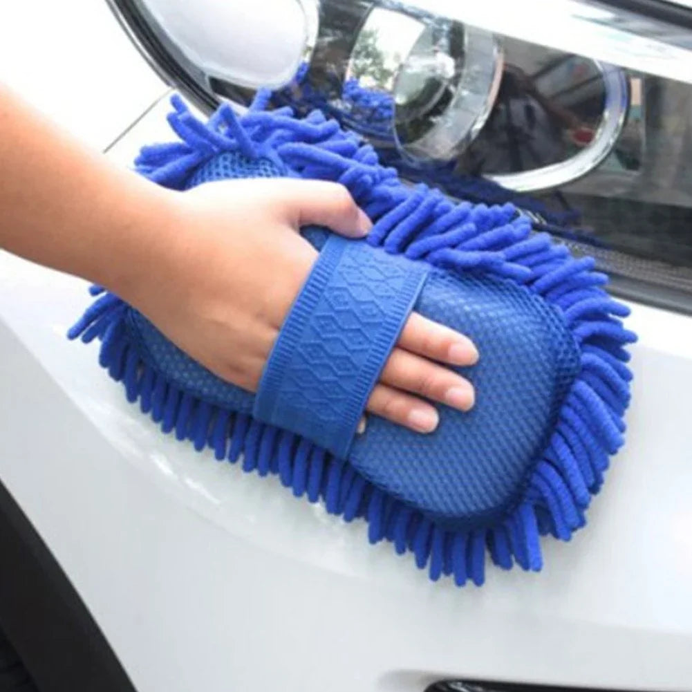 Éponge de lavage de voiture en microfibre Chenille bleue, 1 pièce, brosse de lavage, tampon, outil de nettoyage, serviette de lavage automobile, gants, accessoires de style