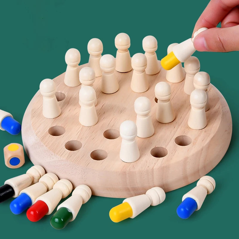 Jeu d'échecs en bois avec allumettes et mémoire, jeu de logique éducatif et intelligent, jouet d'interaction parent-enfant, cadeau pour enfants