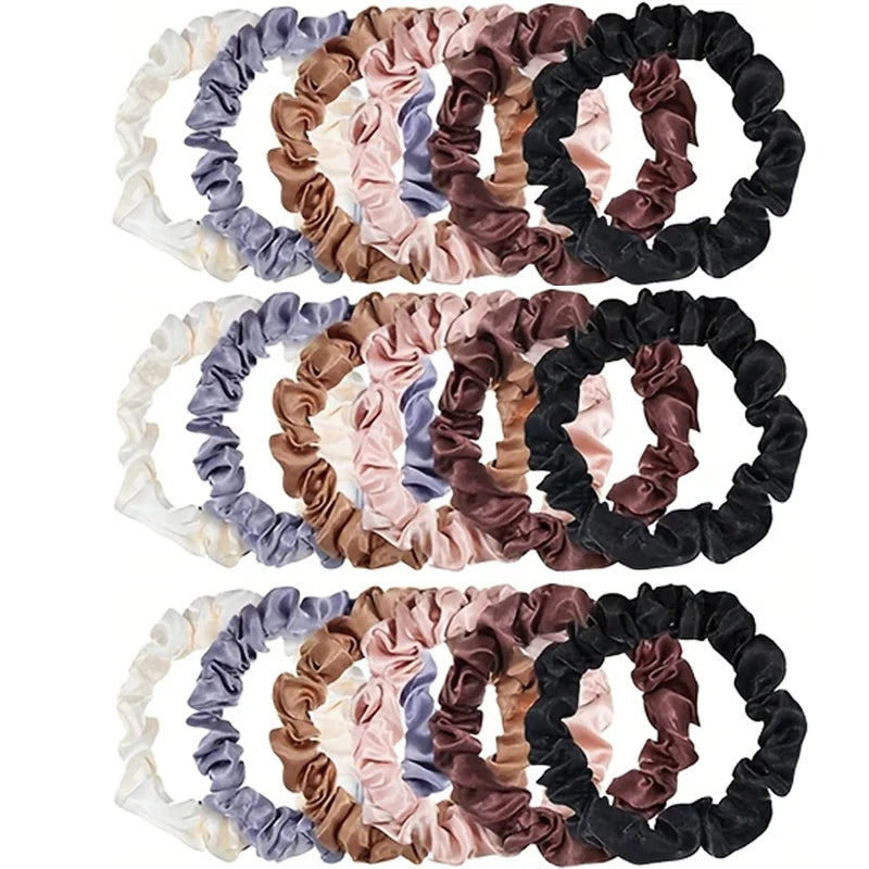Chouchous élégants pour femmes, 6/18 pièces, Simulation minimaliste, attaches en soie, couleur unie, boucle élastique, queue de cheval, accessoires pour cheveux