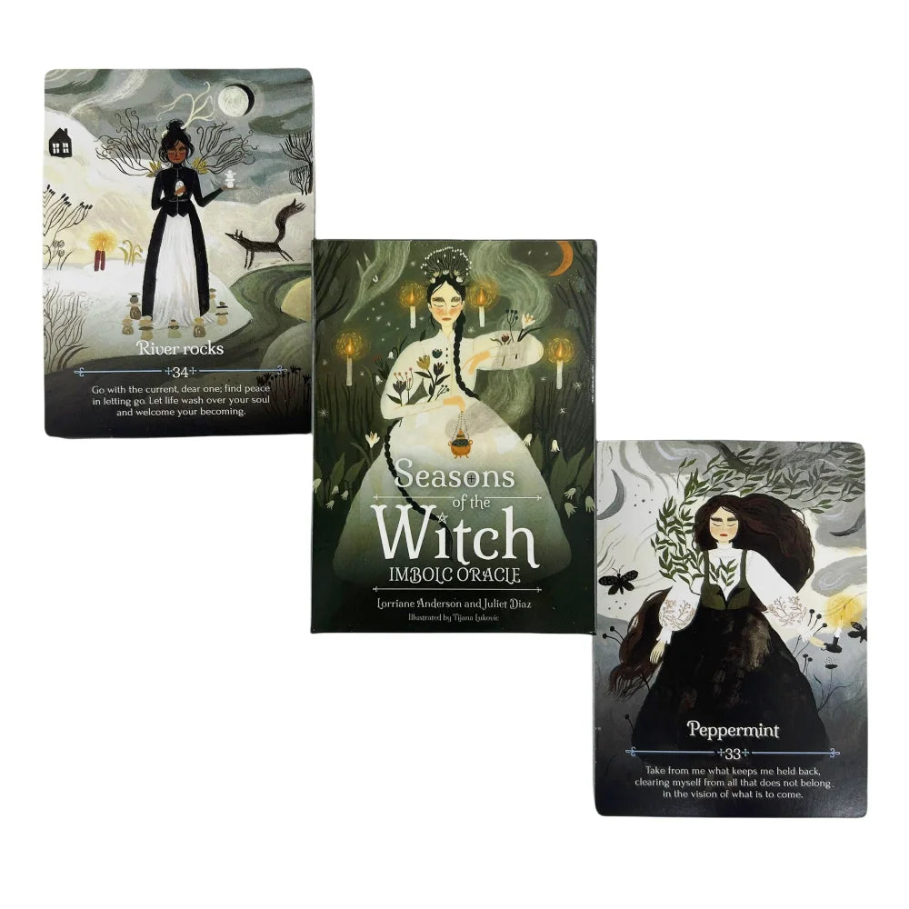 Cartes Oracle des Saisons de la Sorcière Imbolc - Un jeu de 44 cartes divinatoires en anglais - Édition Divination - Jeux de société - Tarot pour les fêtes