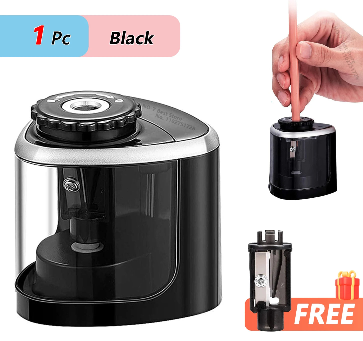 TENWIN – taille-crayon électrique automatique et Portable, adapté aux crayons de 6 à 8mm, pour étudiants, papeterie scolaire