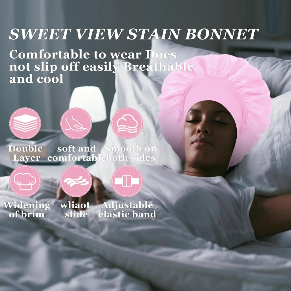 Bonnets en satin de soie pour femmes et hommes - Bonnet élastique à large bande pour cheveux bouclés - Bonnet de douche pour dormir, outil pour perruque