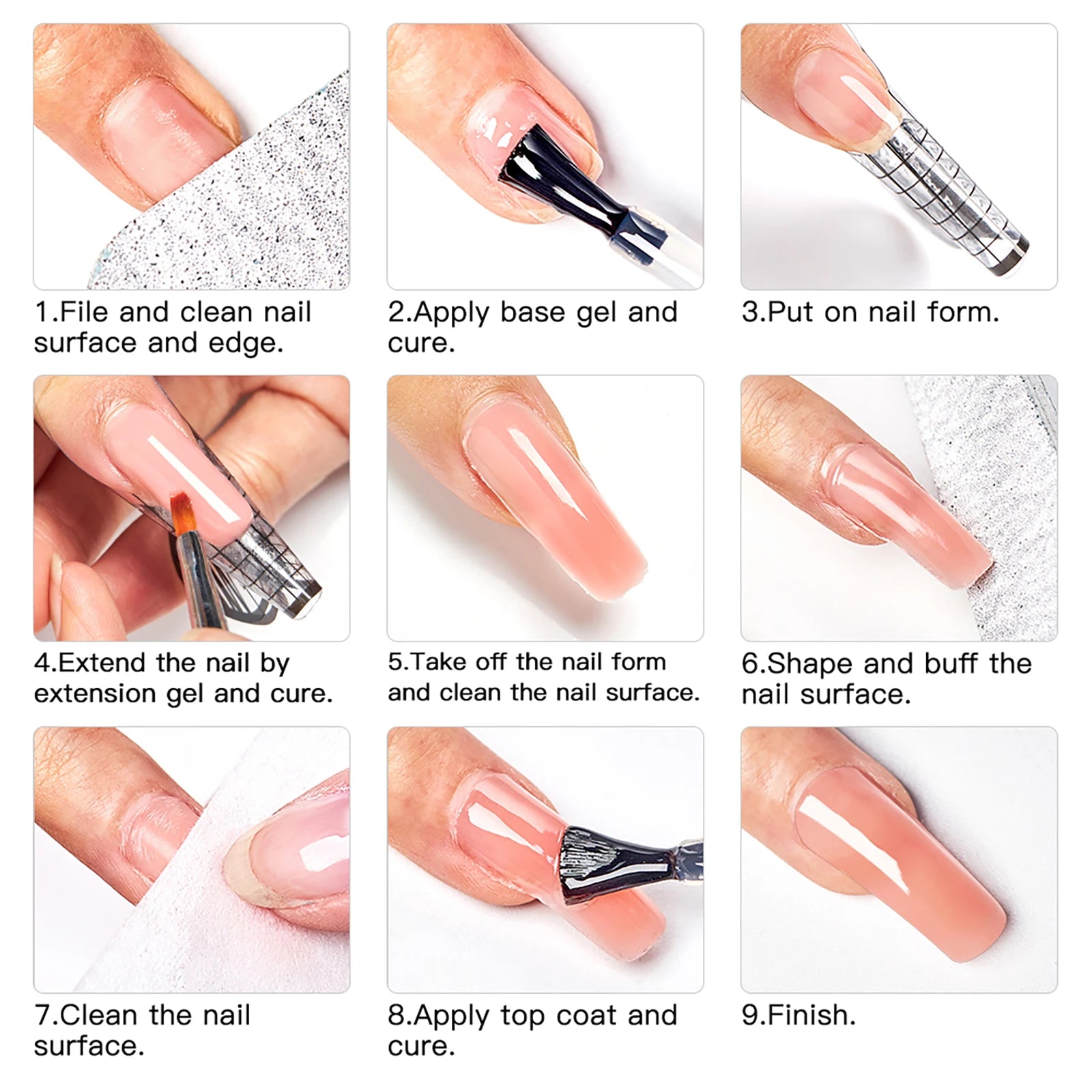 MEET ACROSS 8ML Gel Ongles Extension Rapide Vernis Nude Blanc Lait Vernis Gel UV Semi-Permanent pour Manucure et Outils