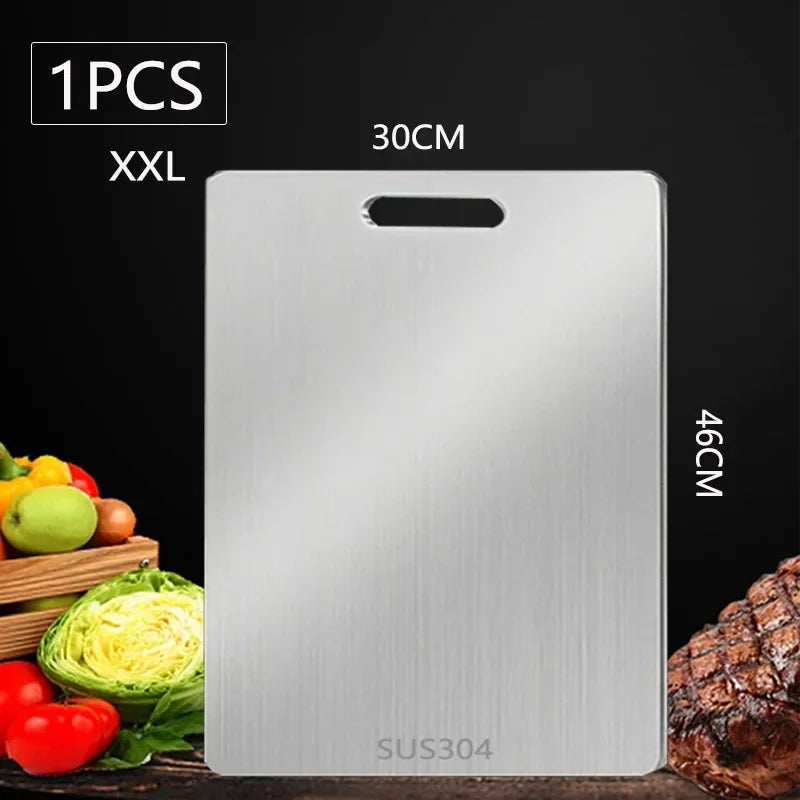 Planche à découper WXCOO 1PCS en acier inoxydable, planche épaisse de cuisine antiadhésive double face pour fruits et viande