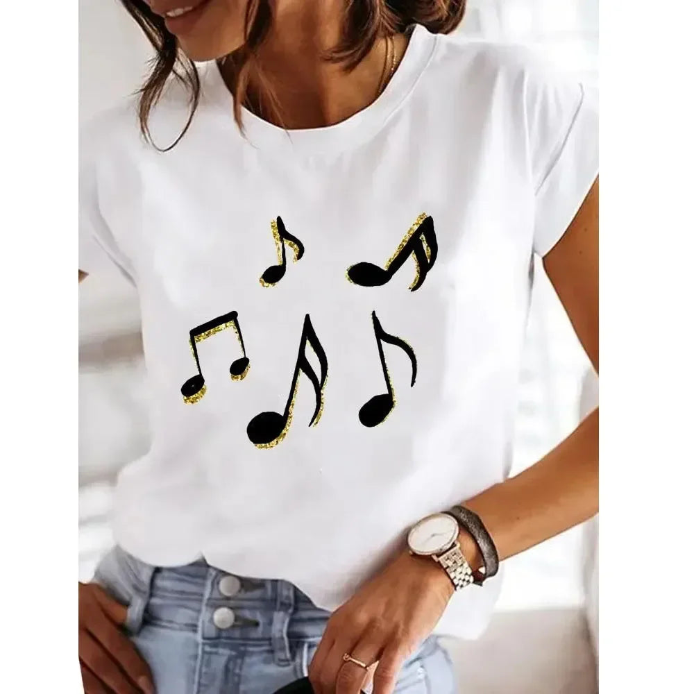 Nouveauté : T-shirt d'été femme imprimé cœur Y2K, col rond, style années 90, vêtements décontractés