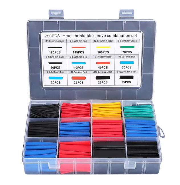 Kit d'emballage thermo rétractable, 127 à 750 pièces, gaine thermo rétractable, pour câbles de connexion électrique, gaine d'isolation