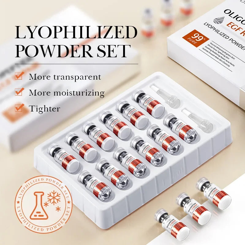 BIOAOUA Oligopeptide Soin Réparateur Visage Poudre Lyophilisée Soin Peau Sensible Hydratant et Lissant Essence d'Acide Hyaluronique