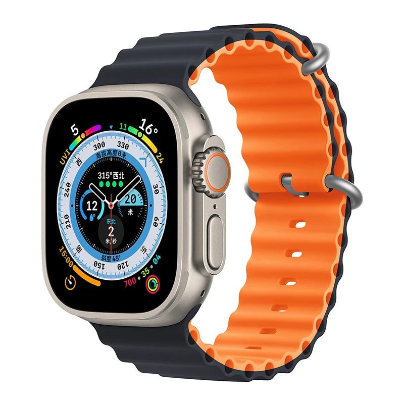 Bracelet océan en Silicone pour bracelets de montre Apple 45mm 46mm 40mm Ultra 2 49mm 44mm 41mm 38-42mm bracelet de sport série 10 9 8 7 6 5 4 SE