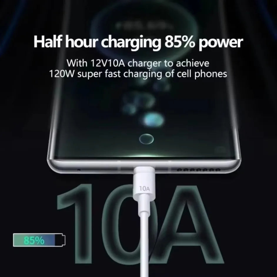 Câble de charge ultra rapide universel 10A, 1M/1.5M/2M, 120W, USB Type C, pour Xiaomi, Samsung S24, S23, Huawei P70 Honor, cordon de données