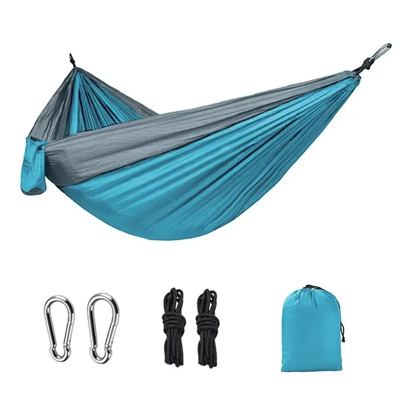 Hamac de camping une place en nylon assorti, en tissu parachute haute résistance, pour lit suspendu portable