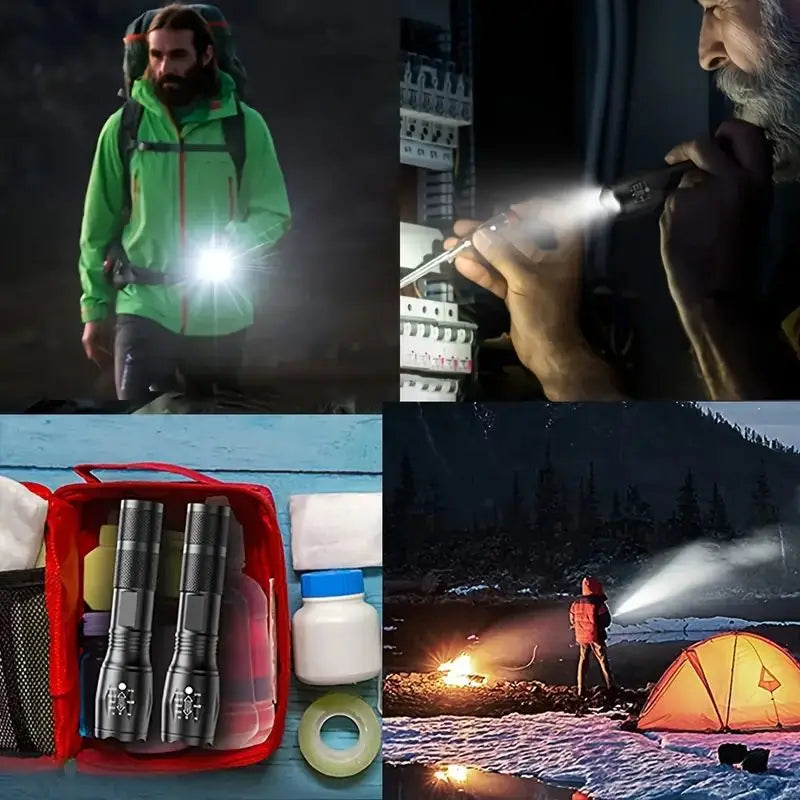 Lampes de poche LED haute puissance alimentées par piles AAA, torche tactique d'auto-défense en alliage d'aluminium, Zoom étanche pour l'extérieur avec 5 Modes